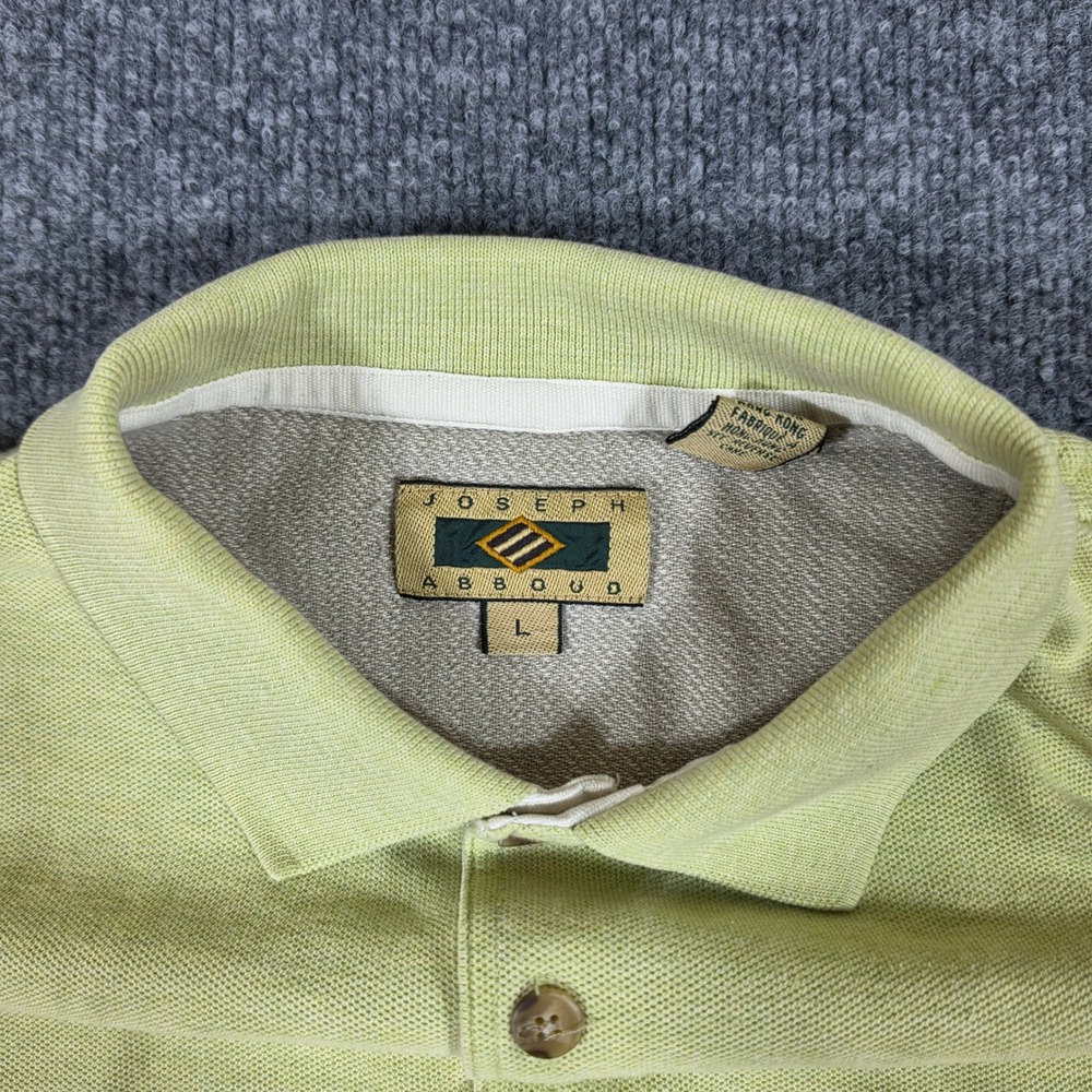 Joseph Abboud Mens Large Lime Green Short Sleeve Pique Polo Shirt Classic Fit - Picture 3 of 5